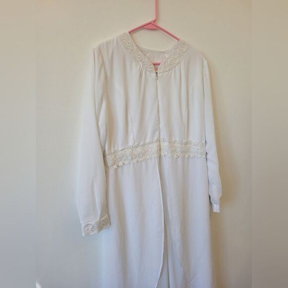 White Elegance Temple Dress Wedding Modest Church Maxi Front Zipper Medium - Picture 7 of 13